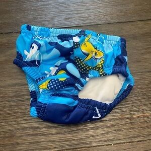 iPlay Aqua Submarine Whale Reusable Swim Suit Diaper 12 Months White